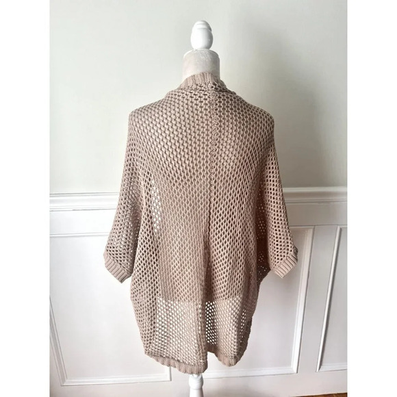 Forever 21 Open Weave Tan Cocoon Cardigan Sweater S - Picture 3 of 4